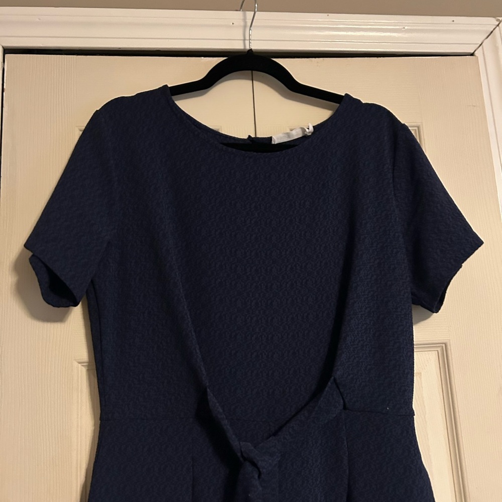 Lush Deep Blue Patterned Crop Jumpsuit - Picture 3 of 6